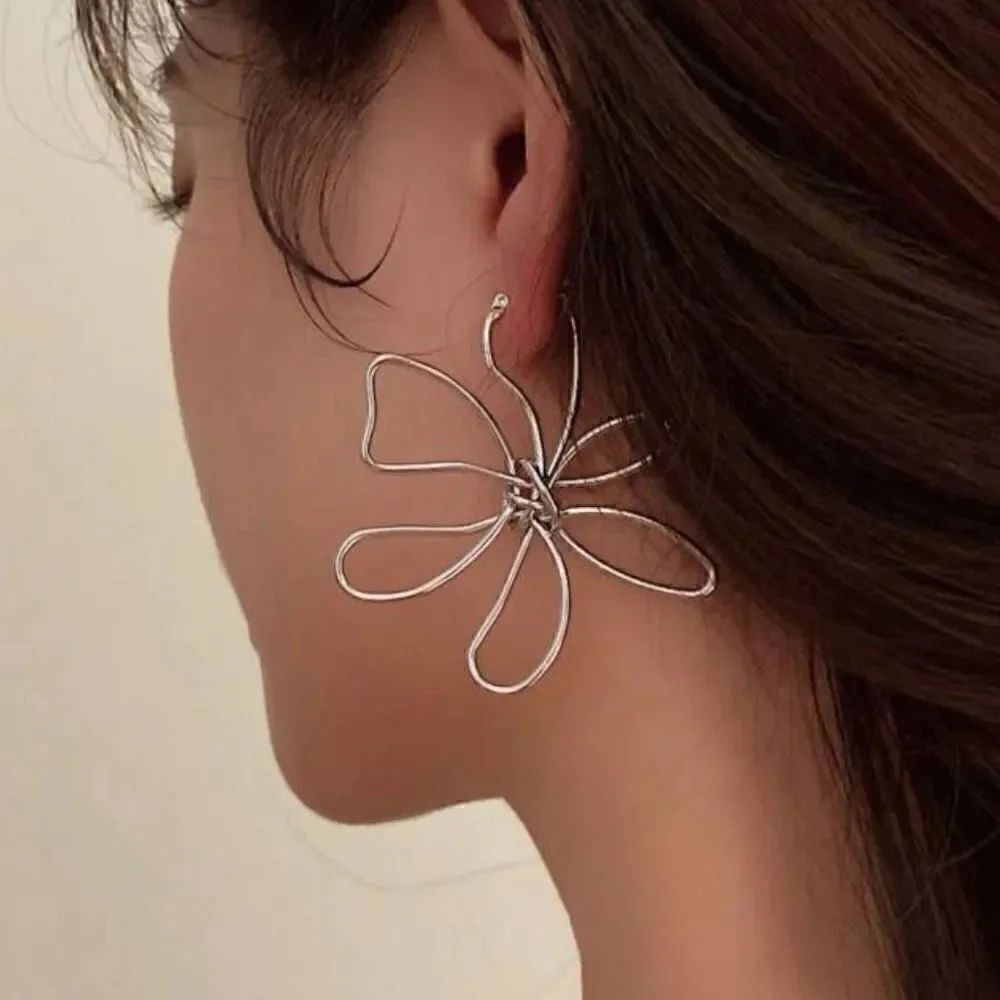 flower hoop earrings S100